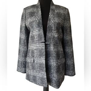 Banana Republic Women’s Petite Plaid Wool Blend Open-Front Blazer